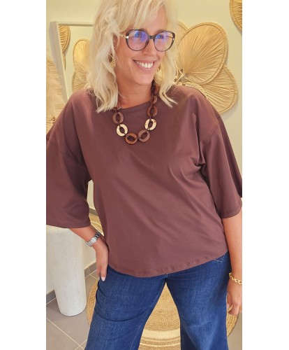 T-Shirt Oversize Chocolat -...