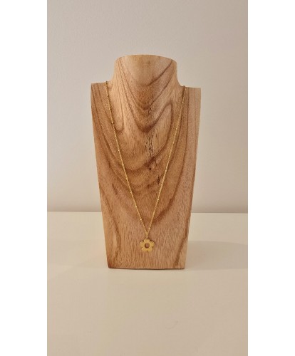 Collier Acier Doré Fleure