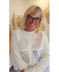 Pull "LOVE" à Motifs Fleuris - Laura