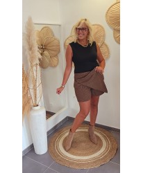 Jupe Short Marron Vichy - Heloise
