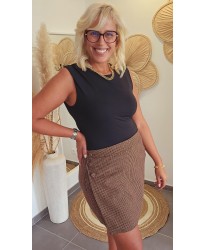 Jupe Short Marron Vichy - Heloise