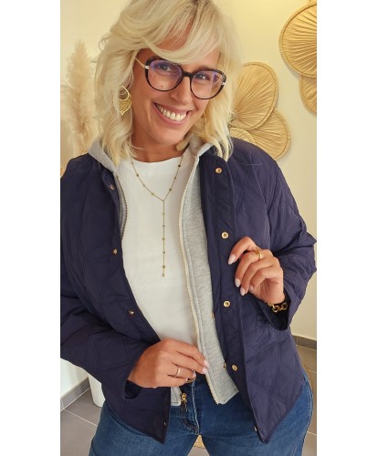 Veste Bleu Matelassée/Sweat Détachable - Apolline
