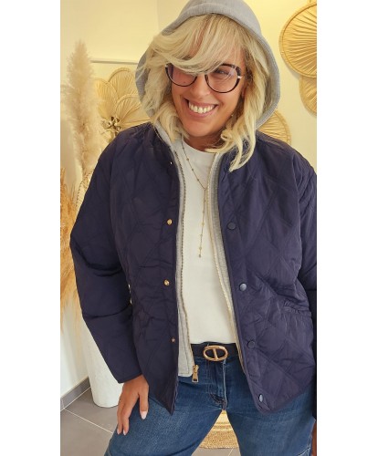 Veste Bleu Matelassée/Sweat Détachable - Apolline