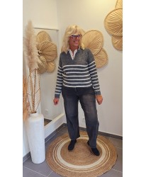 Pull Gris Marinière -Nour