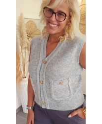 Cardigan Chic Sans Manche Gris - Emilie