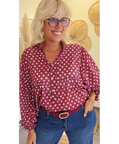 Blouse Bordeaux Fluide -...