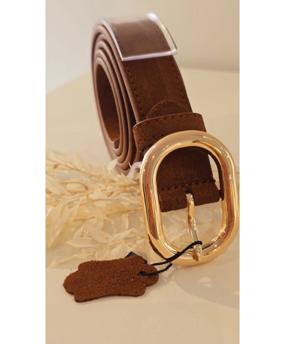 Ceinture Chocolat Cuir Nubuck