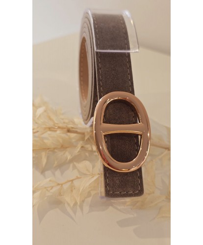 Ceinture Taupe Cuir Nubuck