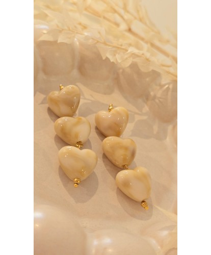 Boucles D'Oreilles Acier Nacré Coeur
