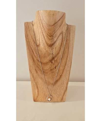 Collier Acier Perle Argenté