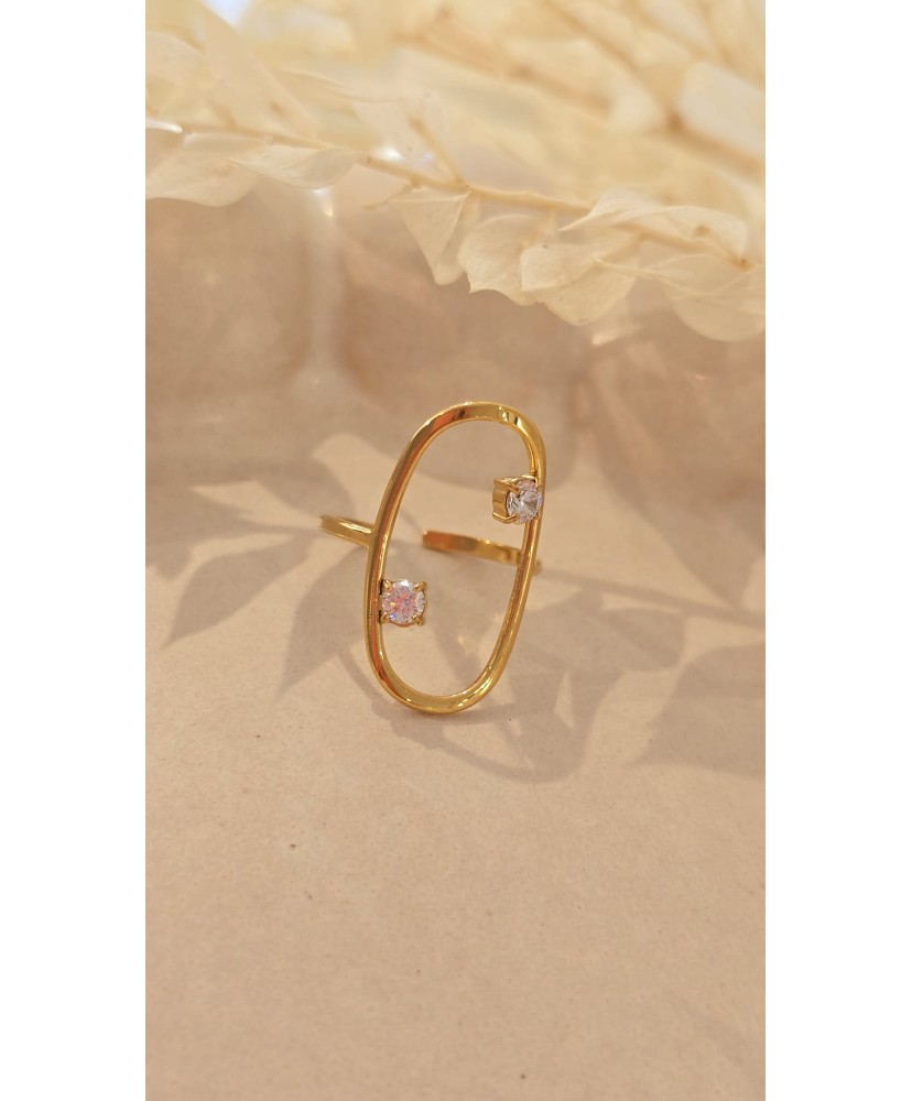 Bague Acier Amovible Pierre Zircon Doré