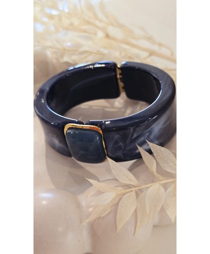 Bracelet Acier Jonc Bleu Nacré