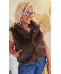 Gilet Fausse Fourrure Chocolat - Suzanne