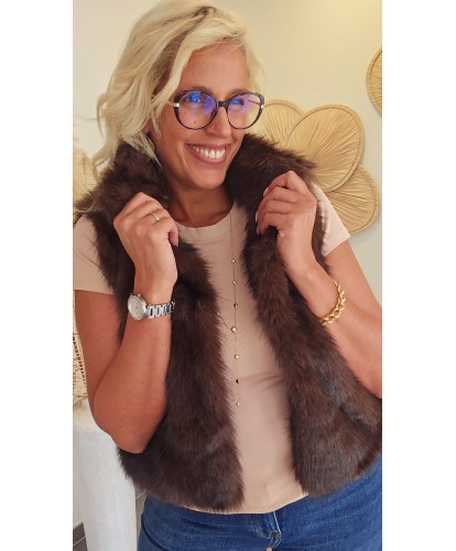 Gilet Fausse Fourrure Chocolat - Suzanne