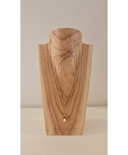 Collier Acier Cercle Doré -...