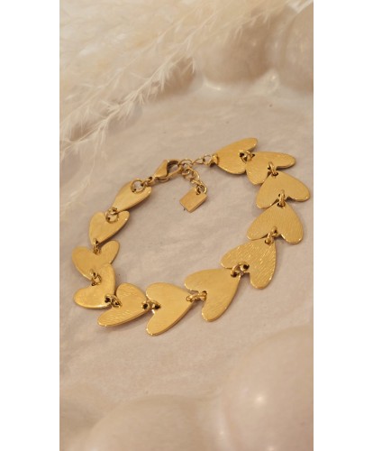 Bracelet Acier Doré Cœurs Entrelacés