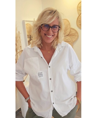 Chemise Velours Côtelé Blanc - Lilou