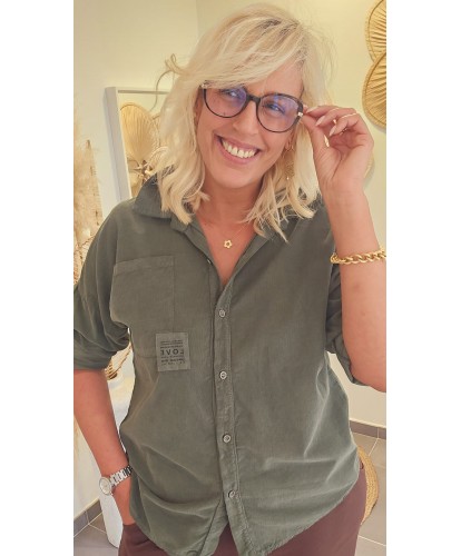 Chemise Velours Côtelé Kaki - Lilou