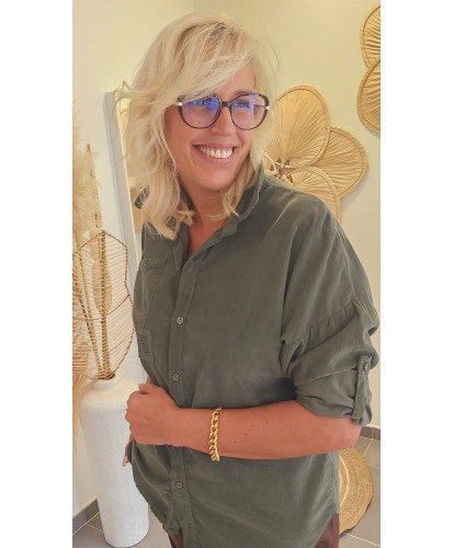 Chemise Velours Côtelé Kaki - Lilou
