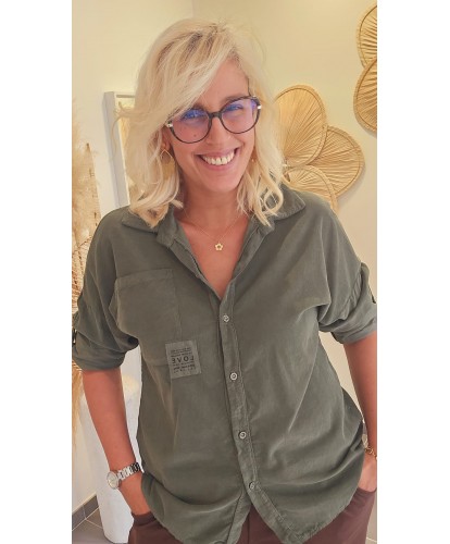 Chemise Velours Côtelé Kaki - Lilou