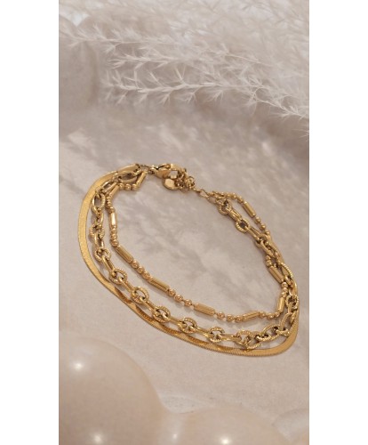 Bracelet Acier 3 en 1 Doré “Harmonie”