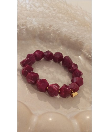 Bracelet Acier “ Perles Bordeaux Chic”