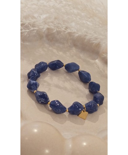 Bracelet Acier “Perles Bleu...