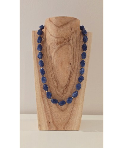 Collier Acier “Perles Bleu Azur Chic”