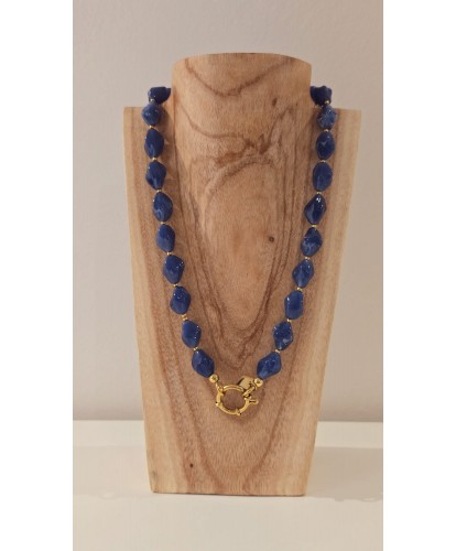Collier Acier “Perles Bleu...