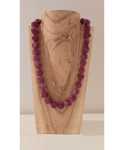 Collier Acier “Perles Bordeaux Chic”