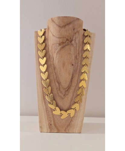 Collier Acier Doré Cœurs...