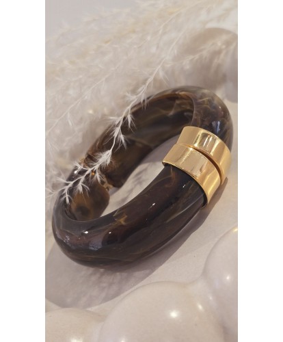Bracelet Acier Jonc Marron