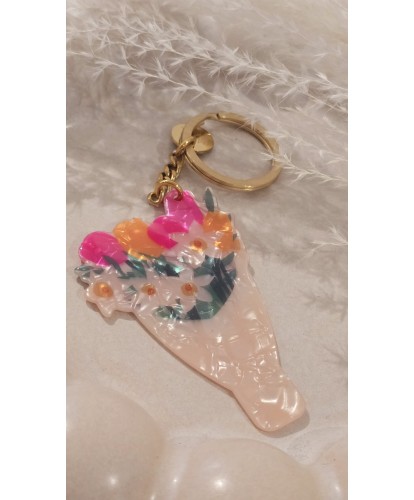 Porte-Clés Acier “Bouquet Fleuri”