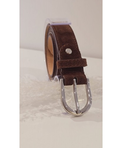 Ceinture Chocolat Cuir Nubuck