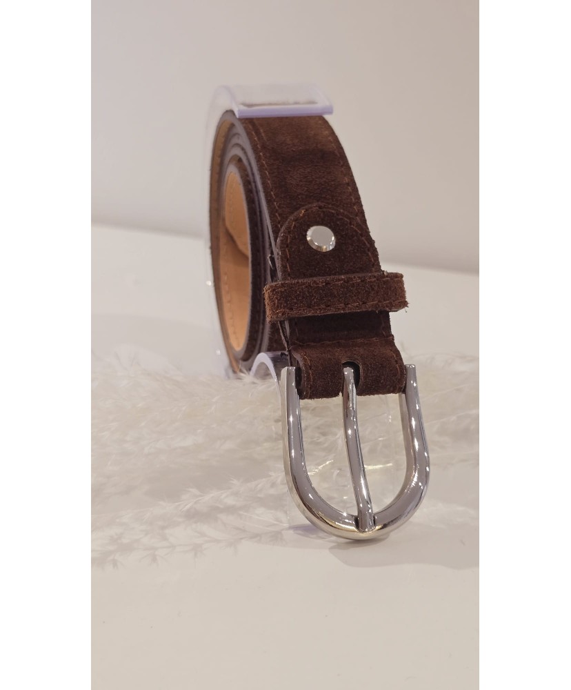 Ceinture Chocolat Cuir Nubuck