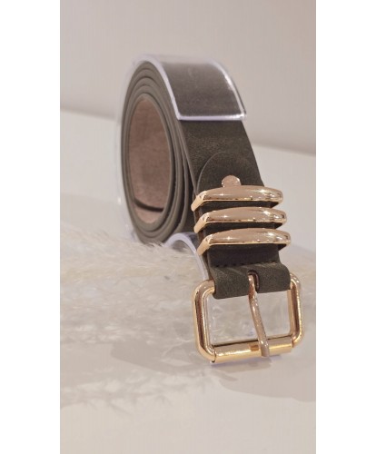 Ceinture Kaki Cuir Nubuck
