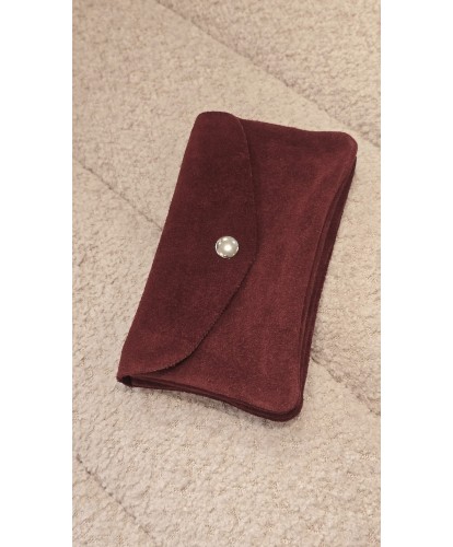 Portefeuille Cuir Nubuck Bordeaux