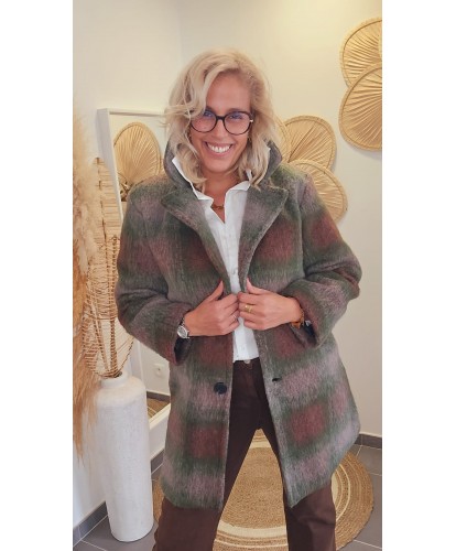 Manteau en Laine à Carreaux...