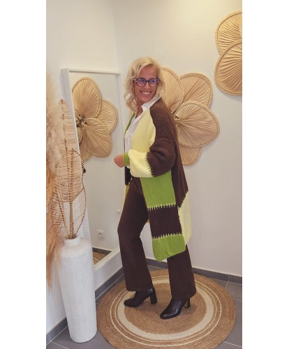 Gilet Long en Maille Coloré - Agathe