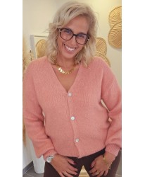 Cardigan Fluffy Rose Poudré - Alix
