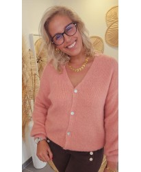 Cardigan Fluffy Rose Poudré - Alix