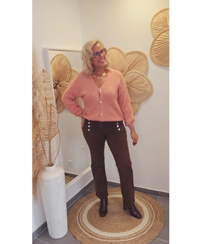 Cardigan Fluffy Rose Poudré - Alix
