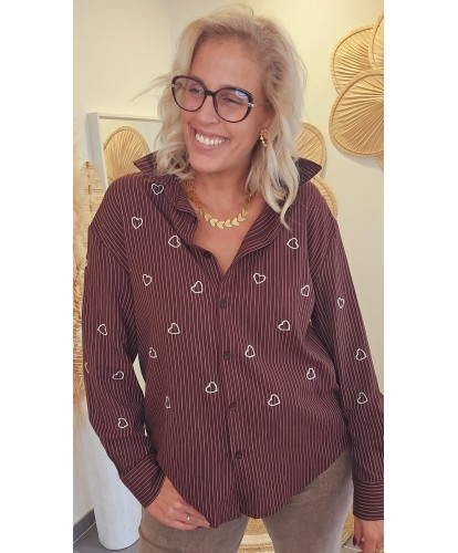 Chemise Chocolat Cœurs...