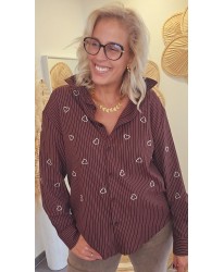 Chemise Chocolat Cœurs Brodés - Anouk