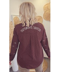 Chemise Chocolat Cœurs Brodés - Anouk