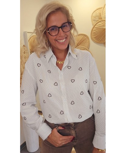 Chemise Blanche Cœurs...
