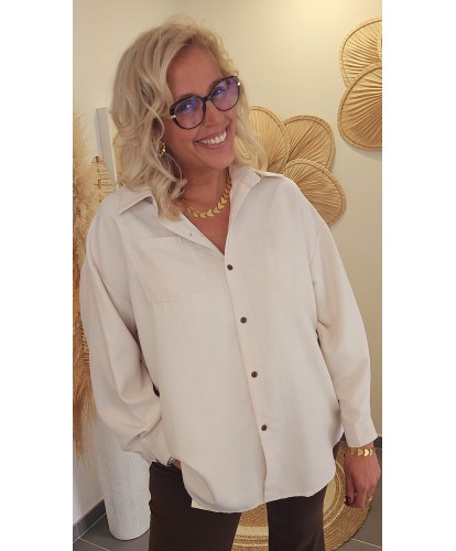 Chemise Douce Oversize Beige/Foulard - Alice