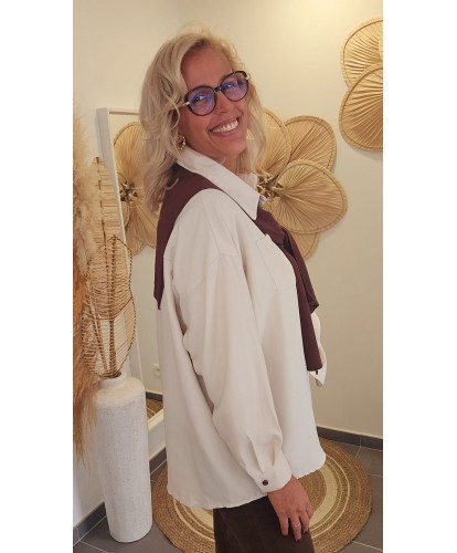 Chemise Douce Oversize Beige/Foulard - Alice