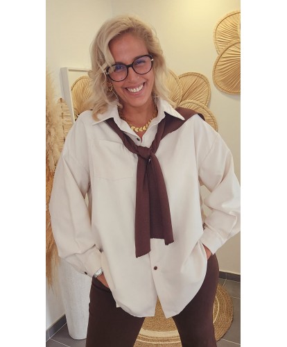 Chemise Douce Oversize Beige/Foulard - Alice