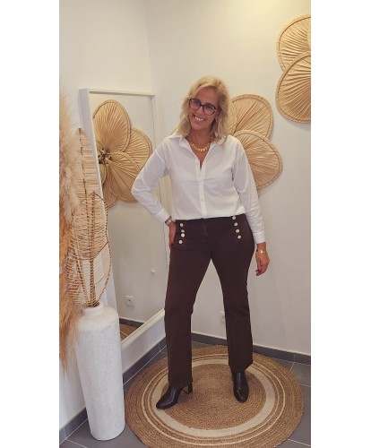 Jeans Wide Leg Chocolat...